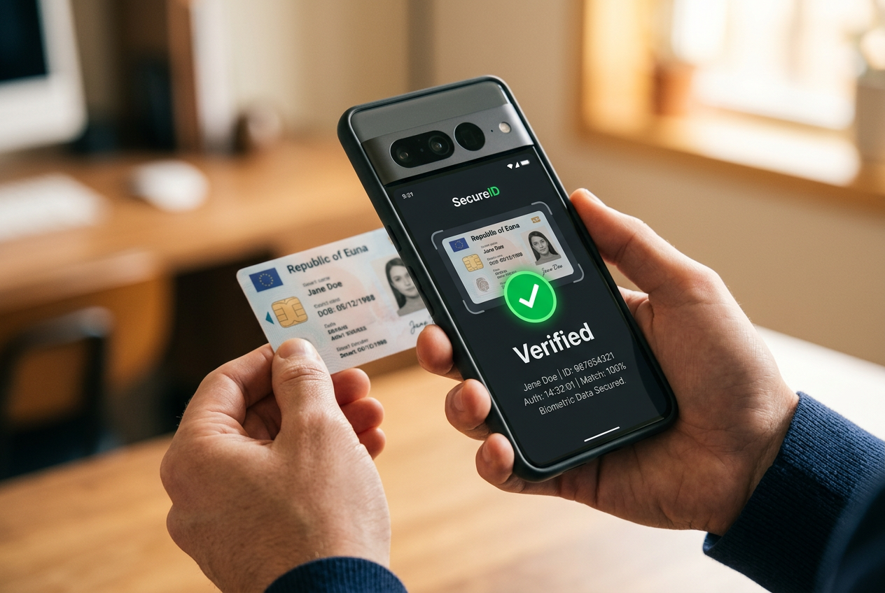 Proces weryfikacji tożsamości KYC na smartfonie